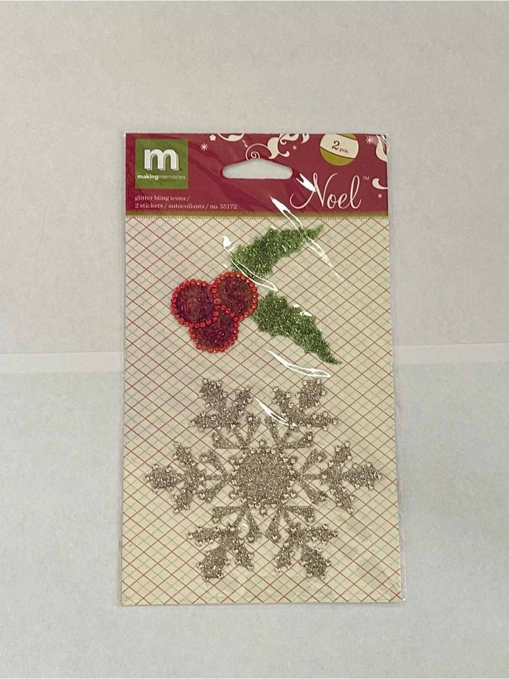 NWT Making Memories Noel Christmas Glitter Bling Icons Stickers Snow Flake Holly